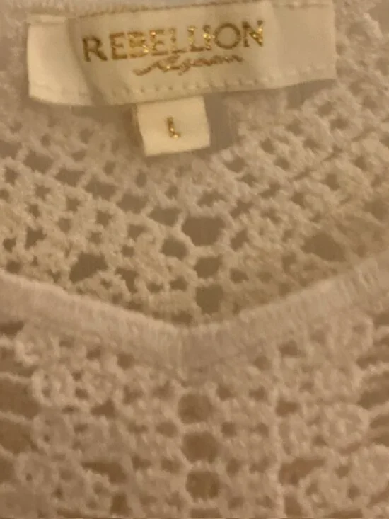 Women's crocheted lace cropped top ivory size Lg boho cottagecore - Picture 3 of 4